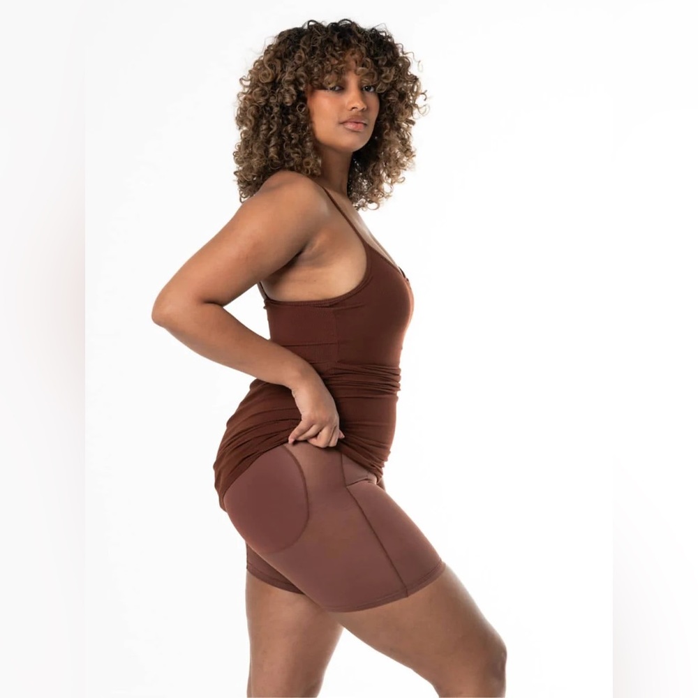 Brown Ribbed Slip Dress - Women Intimates & Sleepwear - Picture 2 of 5